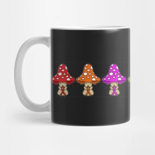 Colourful Mushrooms holding Awareness Ribbons Mug